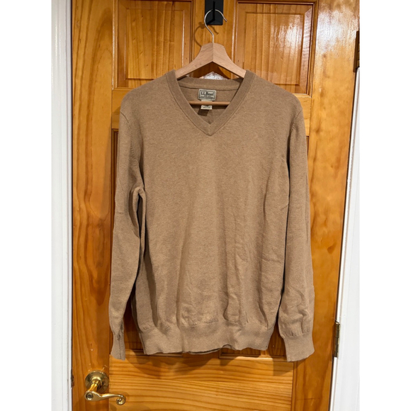 L.L. Bean Other - L.L.Bean Cotton Cashmere Crewneck Sweater Tan Camel Long Sleeve Men’s L